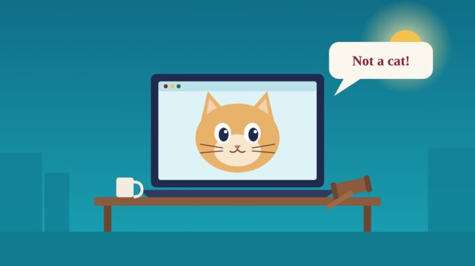I'm Not a Cat Zoom Lawyer Zoom cat lawyer illustration: a cartoon kitten on a laptop video call saying not a cat