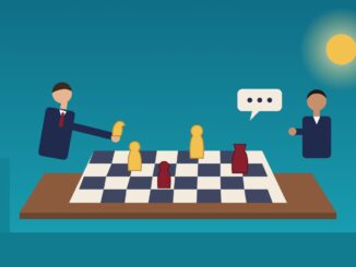 Office politics for lawyers: two lawyers playing chess across a conference table